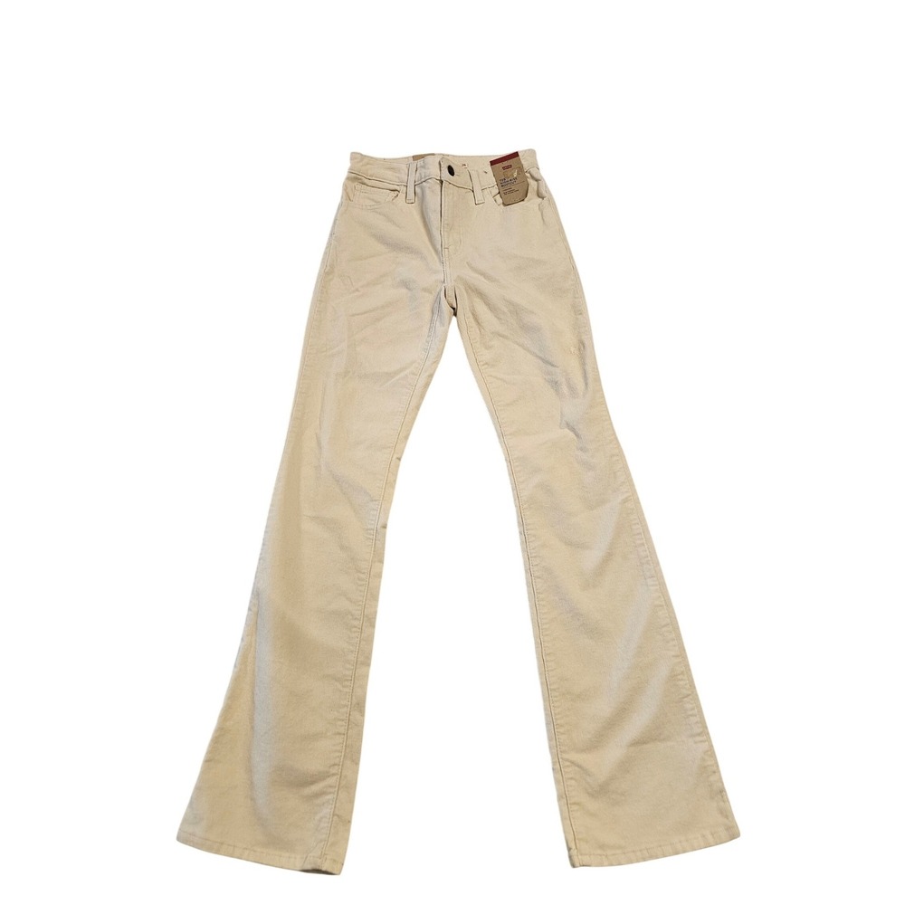Levis 725 High Rise Bootcut Corduroy Pants Cream Off White 26x32 NEW
